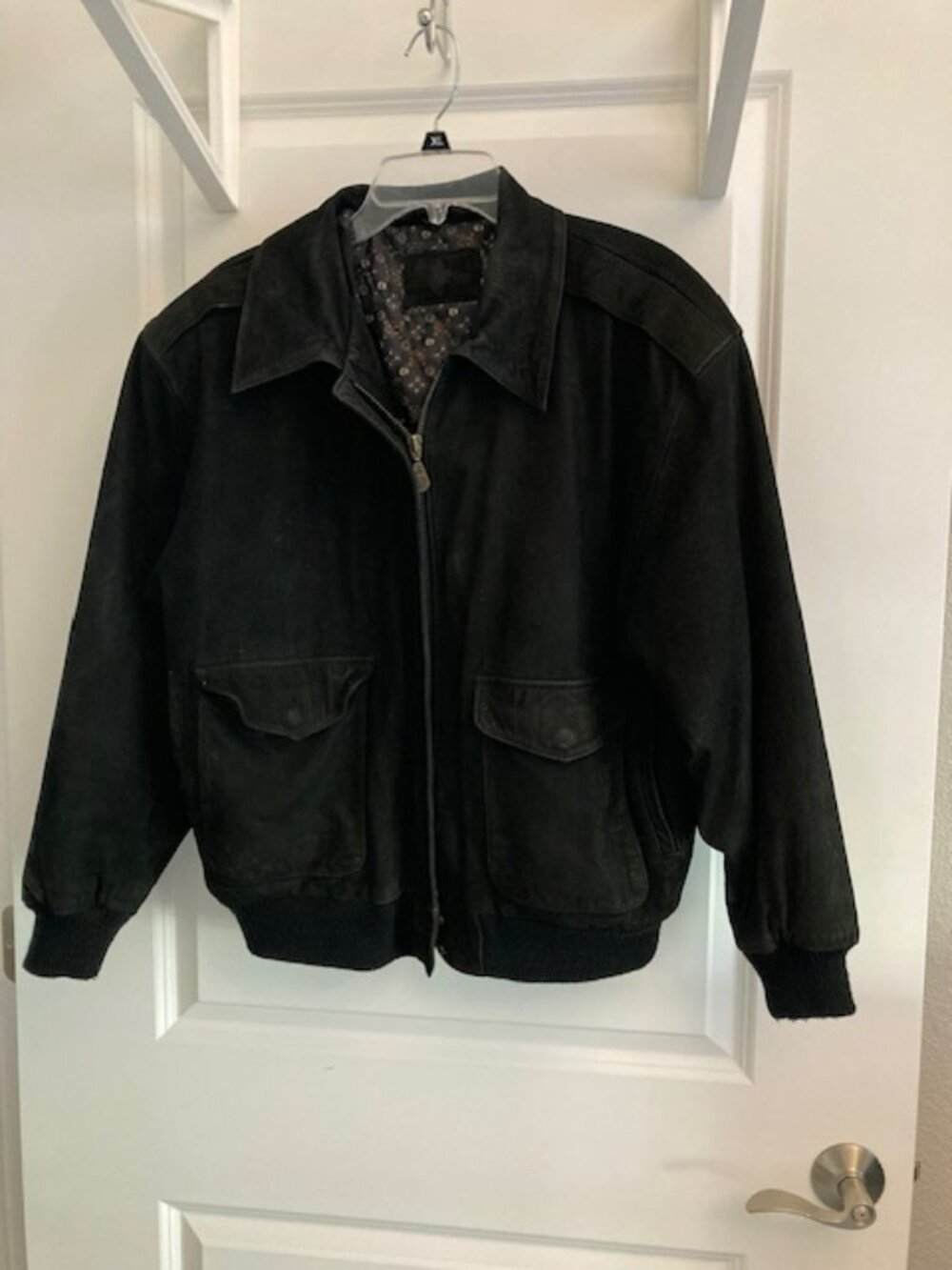 Black 100% Genuine Leather Suede Vintage Jacket-Medium